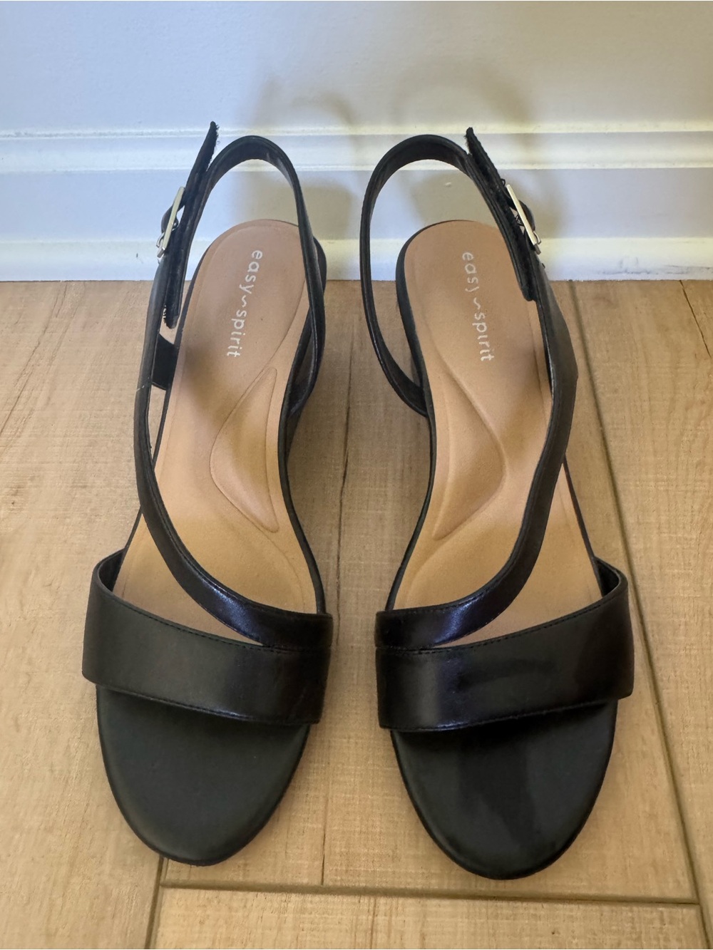 Easy Spirit Black Leather Slingback Sandals